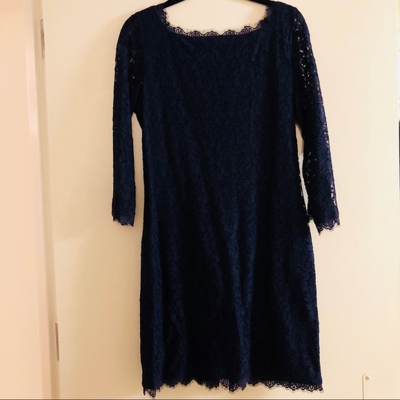Robe Fourreau Diane Von Furstenberg Zarita En Dentelle Bleue - Taille 8, Occasion Très Bon état